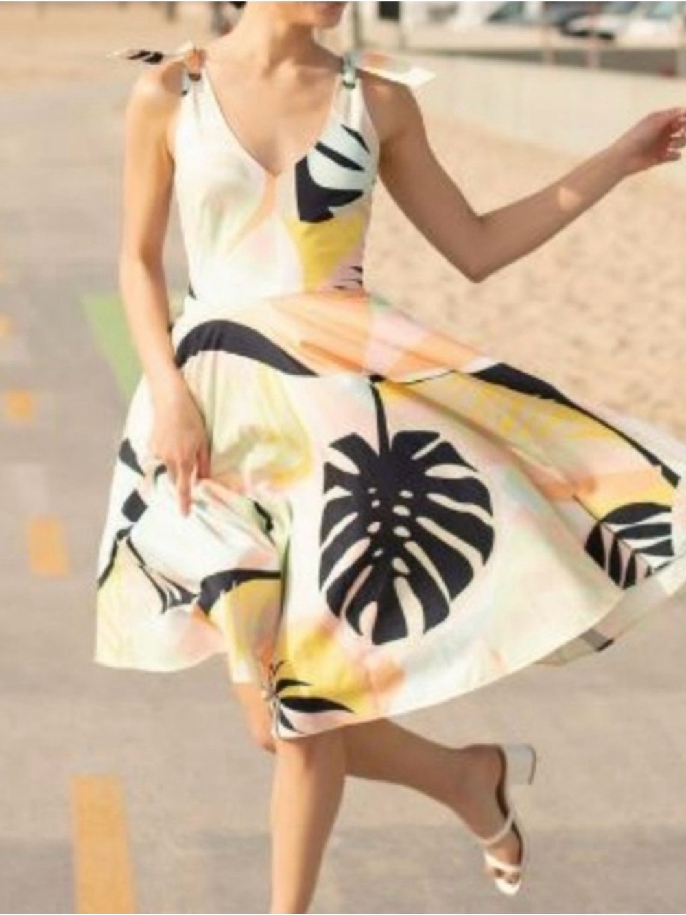 ModCloth x Hutch | Tropical A-line sleeveless dress Women’s size 14 tie shoulder